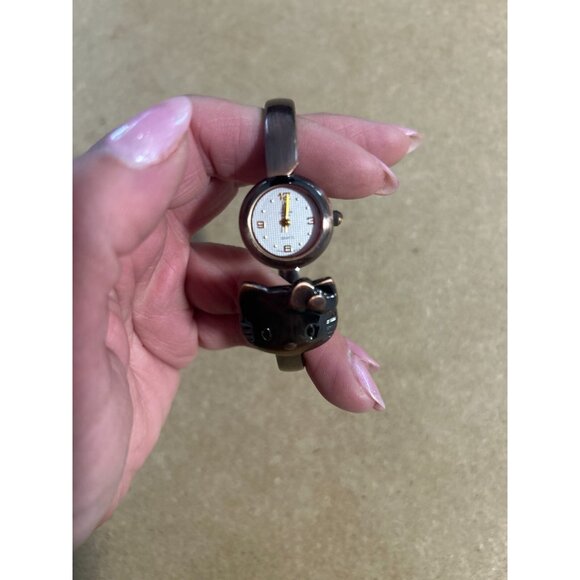 Christian Ricard Hello Kitty Cuff Bracelet Bangle Watch Brown/Rose NEEDS BATTERY - Picture 2 of 5